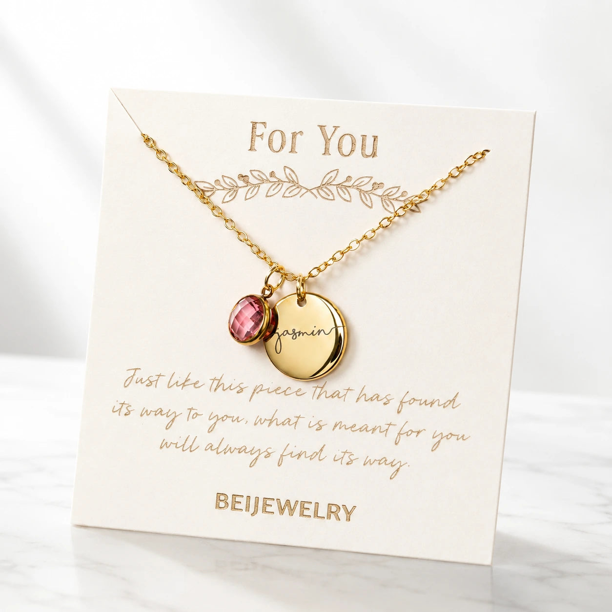 Custom Birthstone Name Necklace