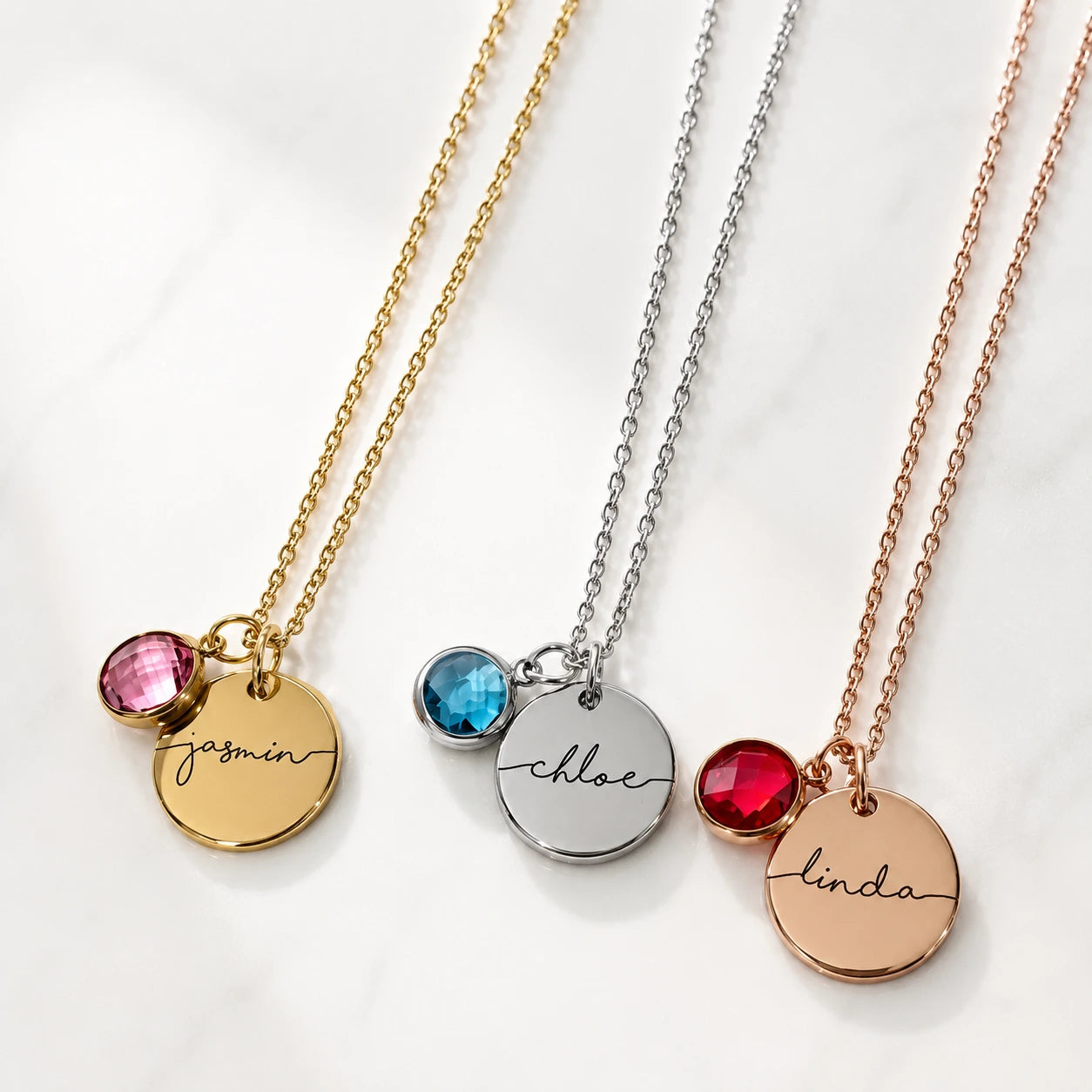 Custom Birthstone Name Necklace