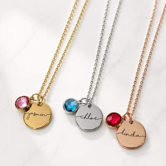 Custom Birthstone Name Necklace