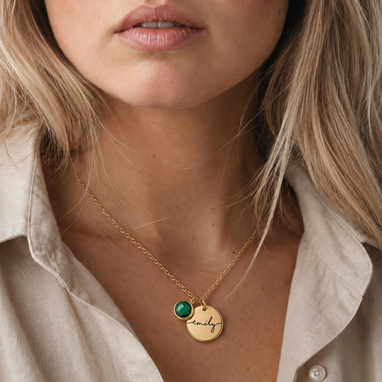 Custom Birthstone Name Necklace
