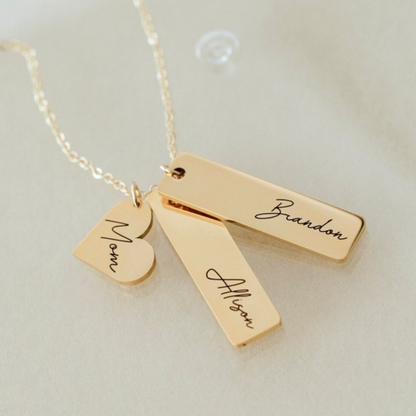 Custom Engraved Bar Heart Necklace