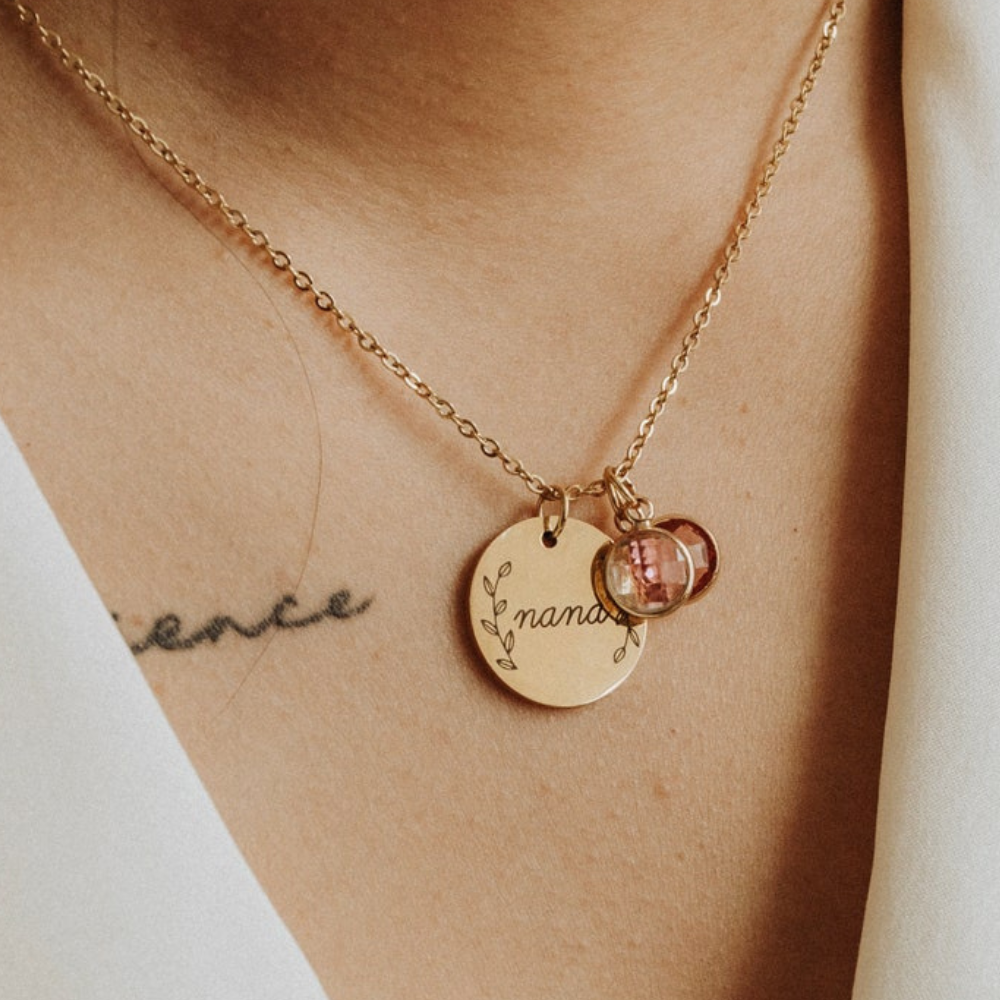 Personalized Wreath Birthstone Necklace