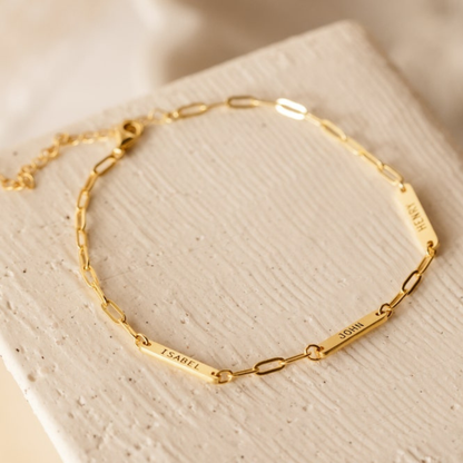 Name Bar Paperclip Chain Bracelet