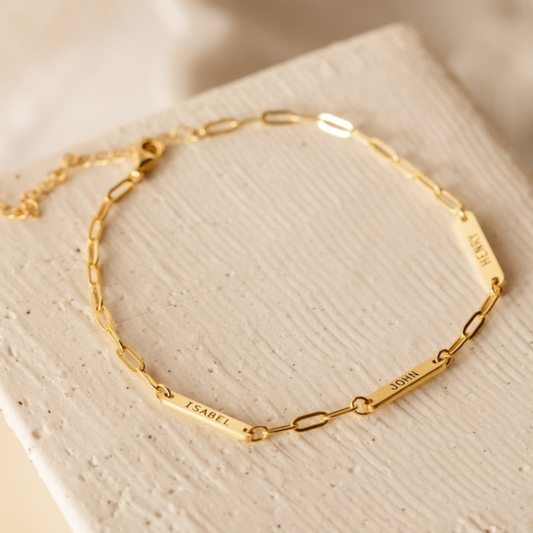 Name Bar Paperclip Chain Bracelet