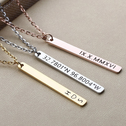 Custom Coordinates Bar Necklace