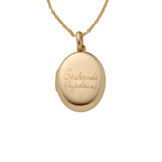 Engraved Handwriting Mini Locket Necklace